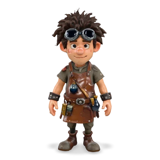 Low poly stylized explorer boy character 3D model