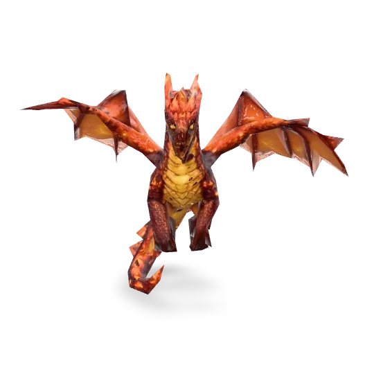 3D dragon LOD2 — reduced to 800 faces ultra low poly for far-distance and mobile