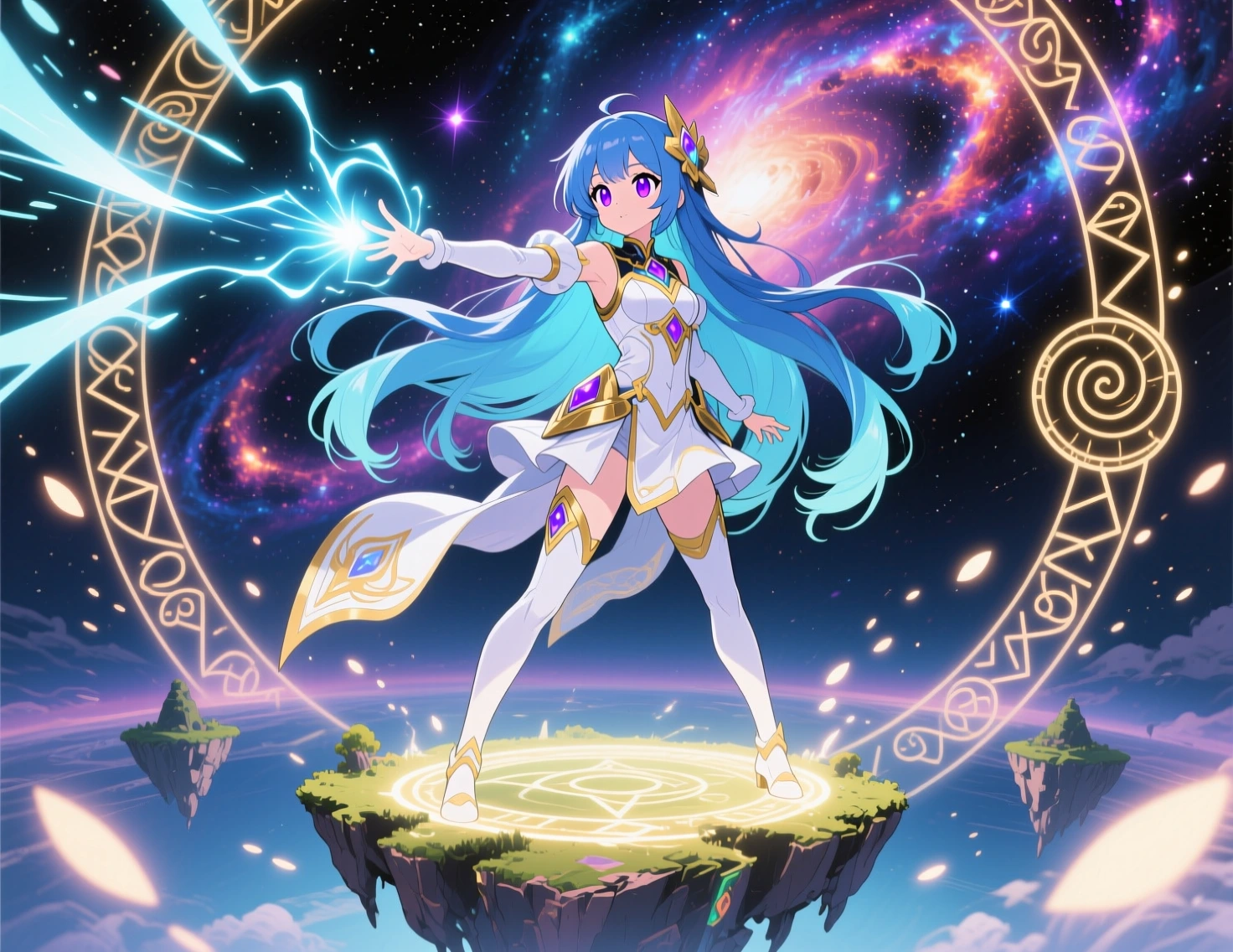 Qwen celestial mage girl in space