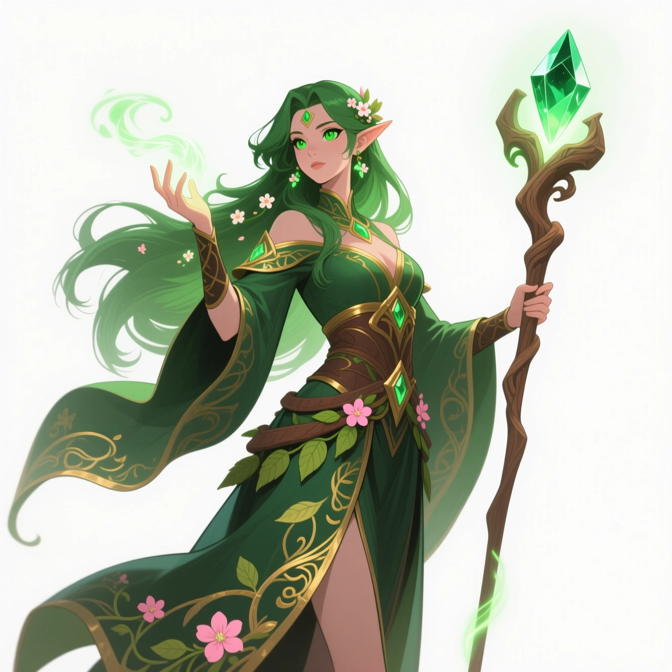 Qwen nature elf with crystal staff