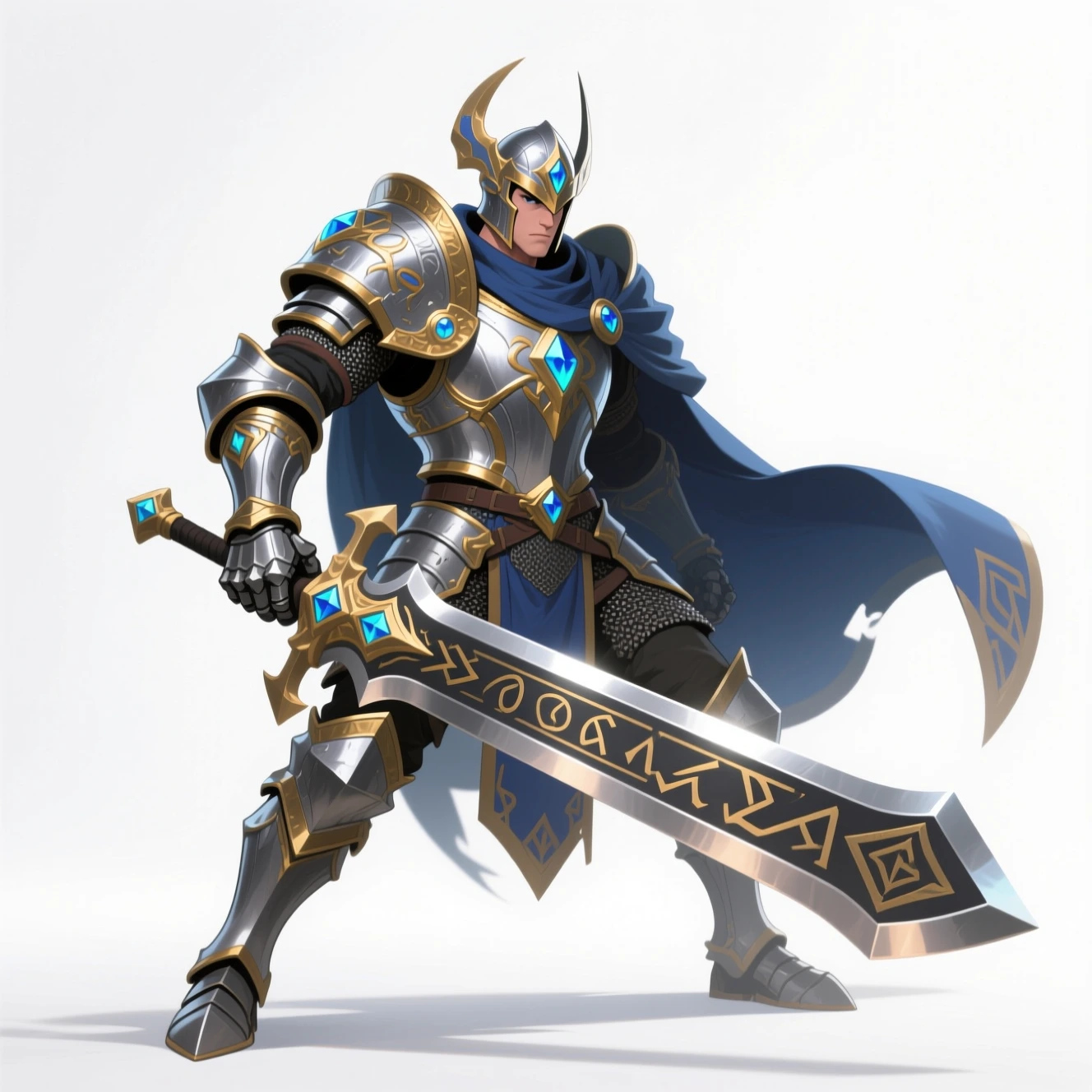 Qwen paladin knight with runic greatsword