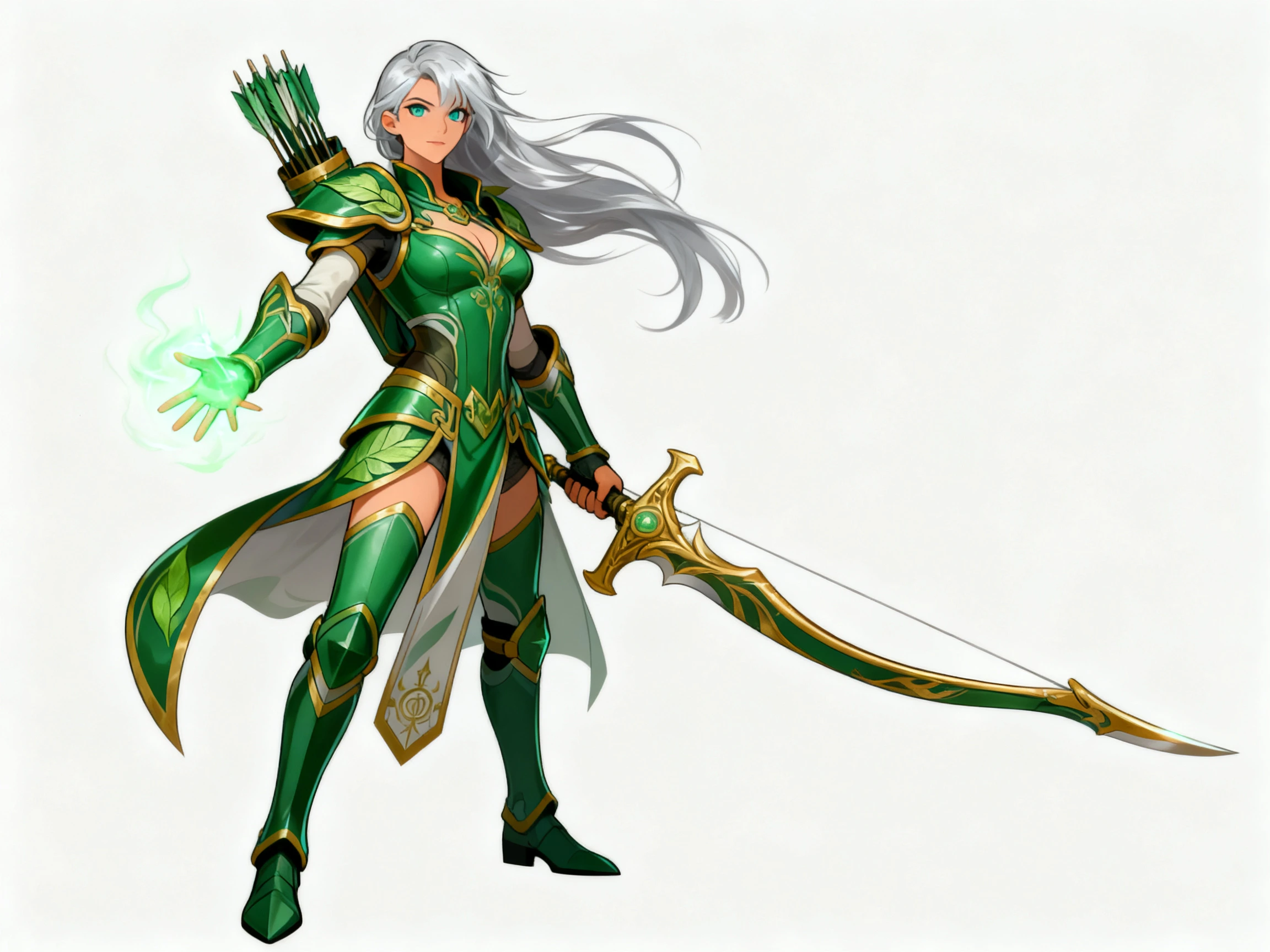 Anime elf archer in the same anime splash-art style