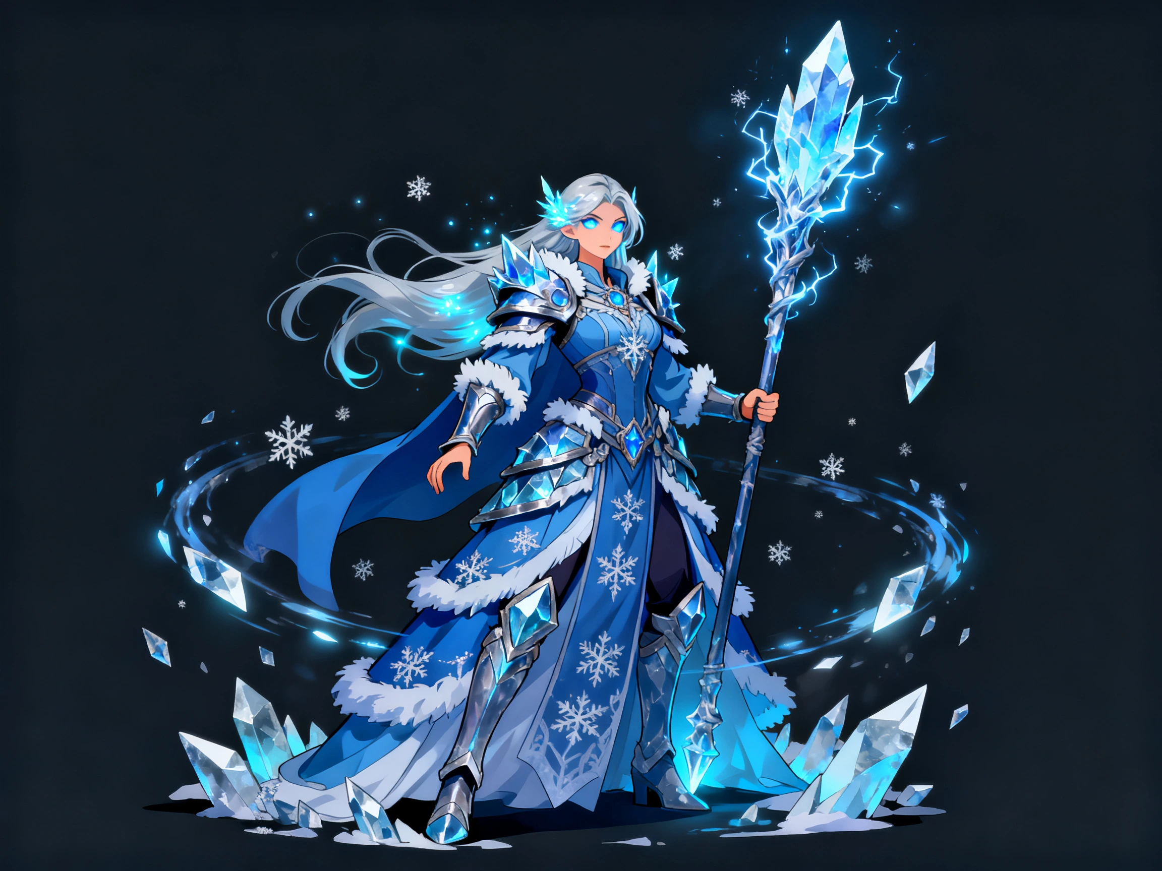Anime ice mage in the same anime splash-art style