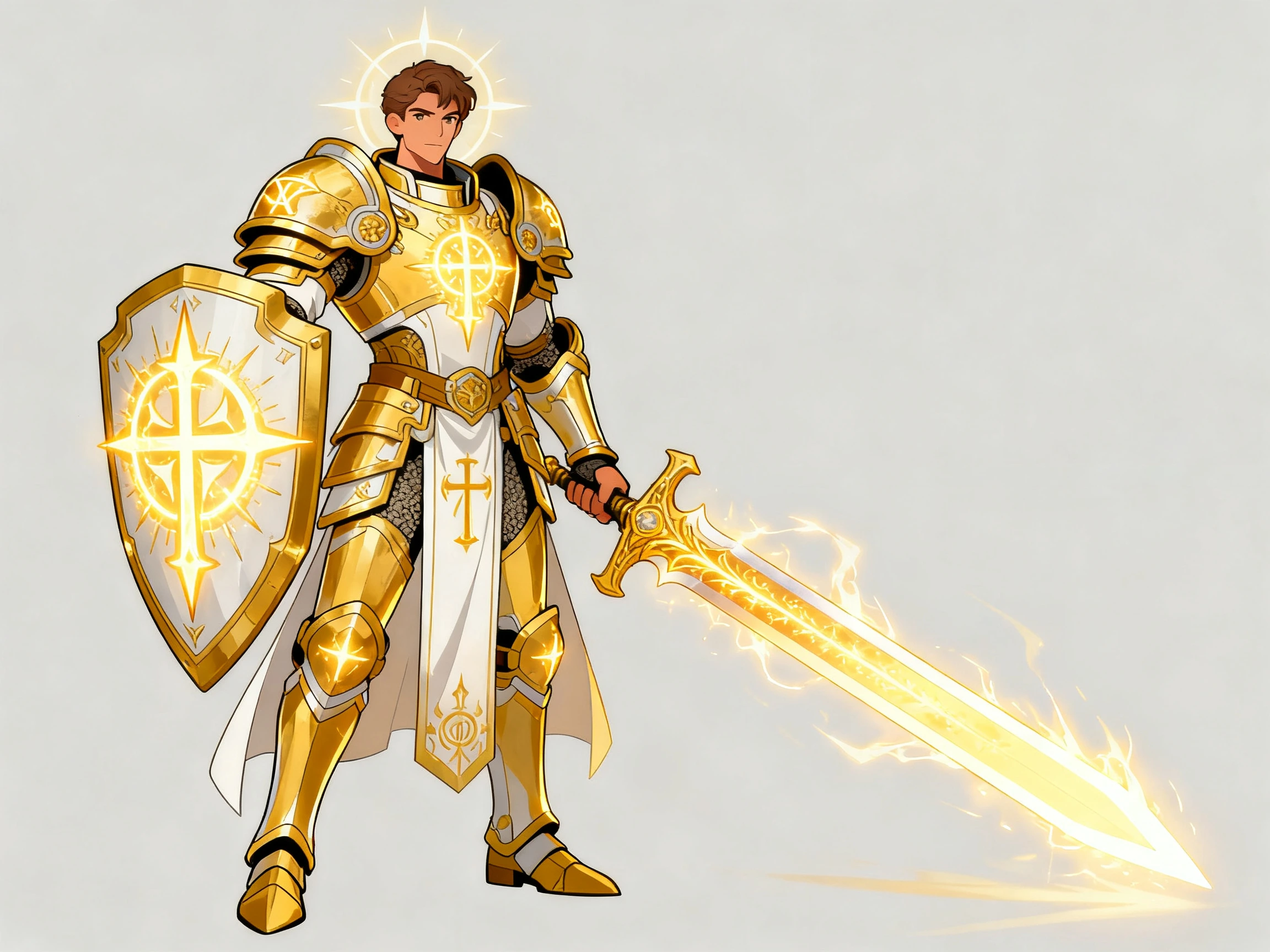 Cel-shaded cartoon golden paladin — the style reference
