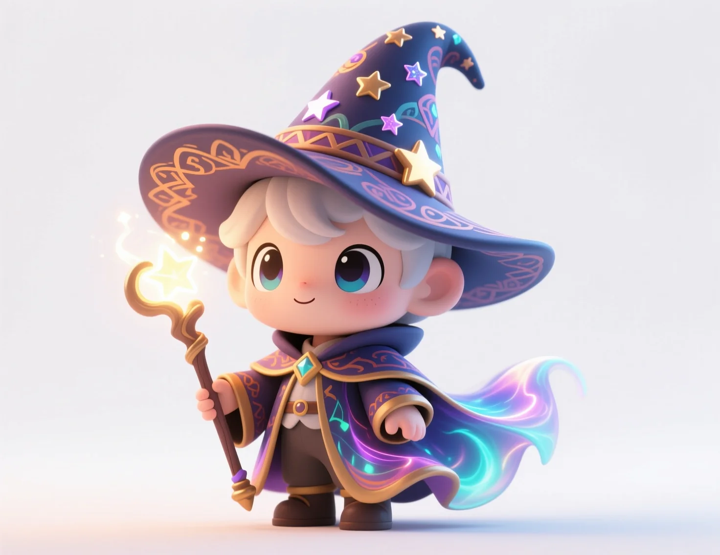 Original chibi 3D wizard character — the locked base reference