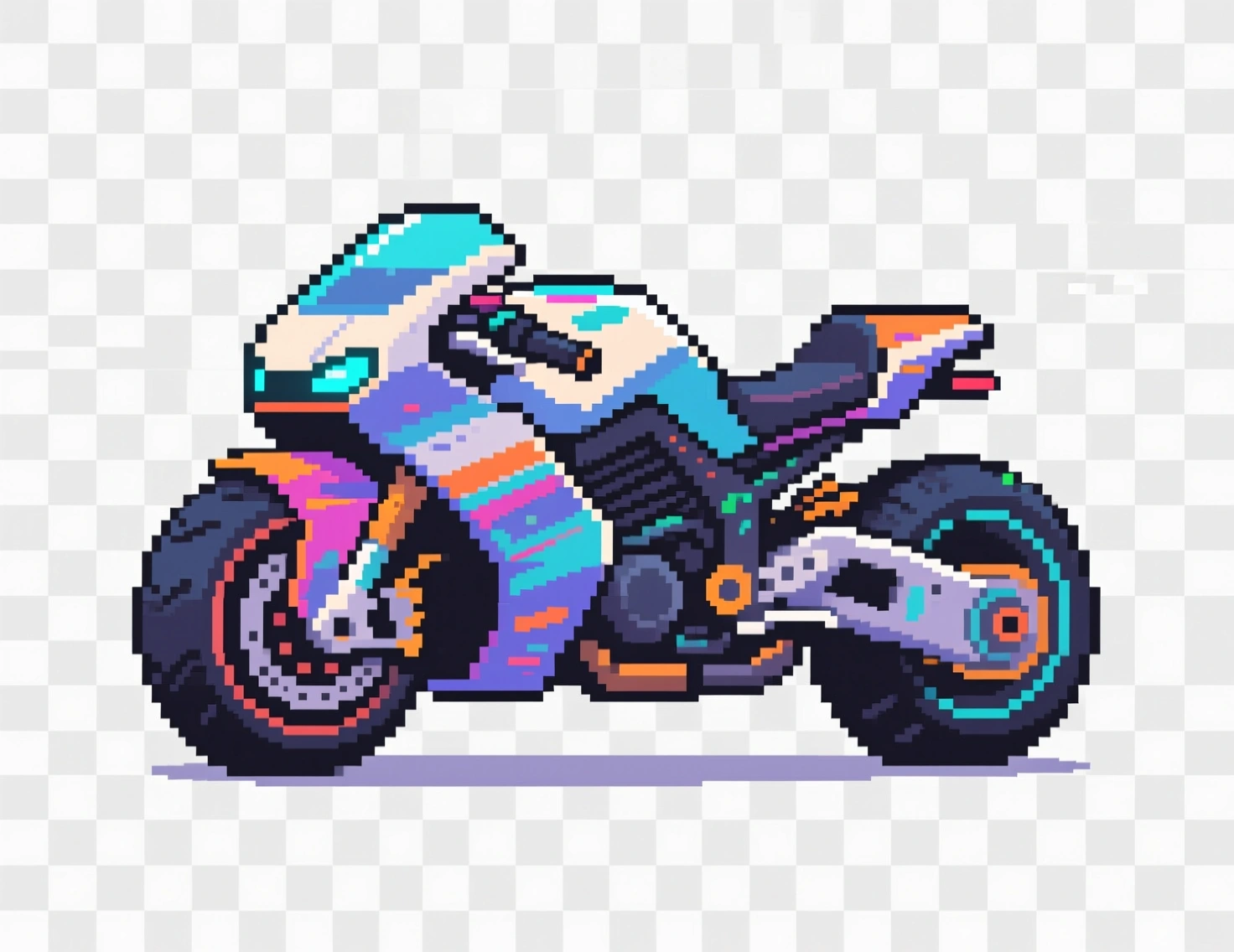 Pixel art motorcycle — same consistent pixel art style