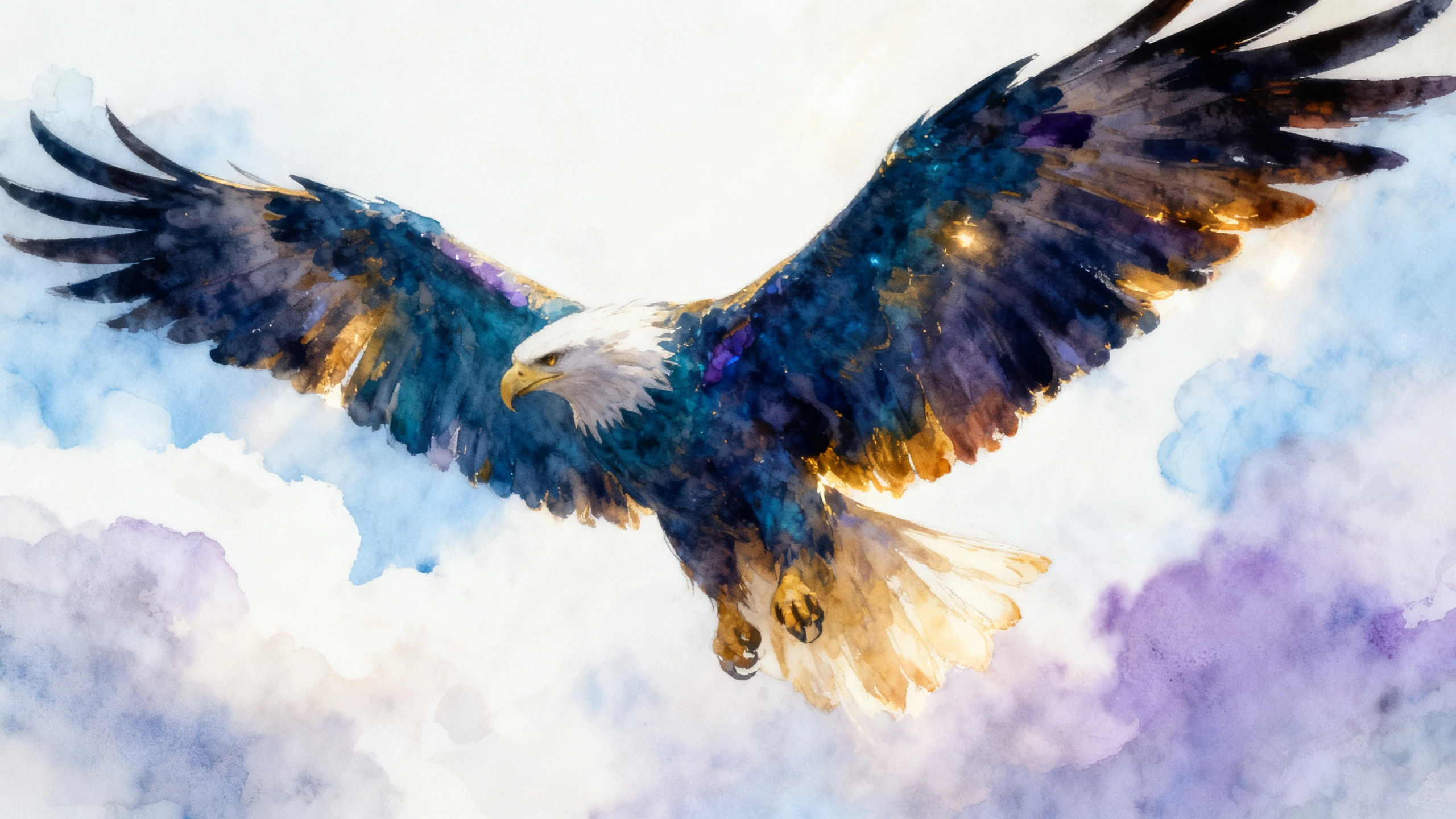 Watercolor eagle in the same watercolor style