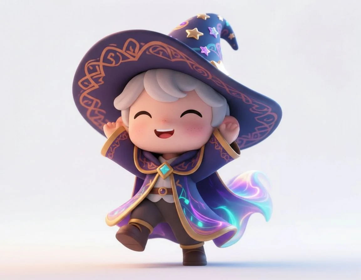 Chibi wizard happy pose