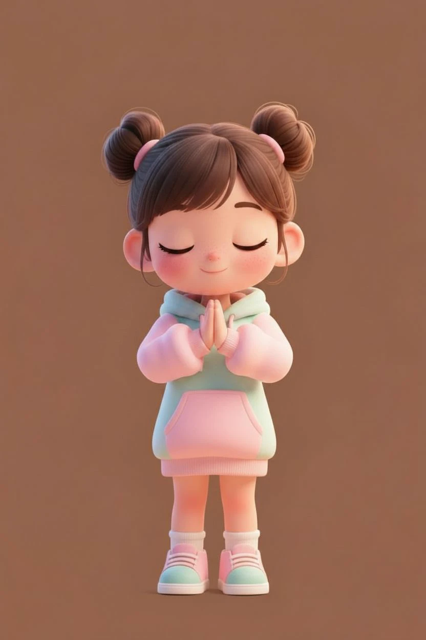 Chibi girl praying pose