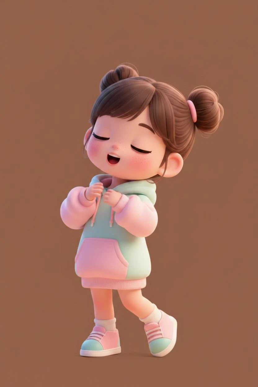 Chibi girl singing pose