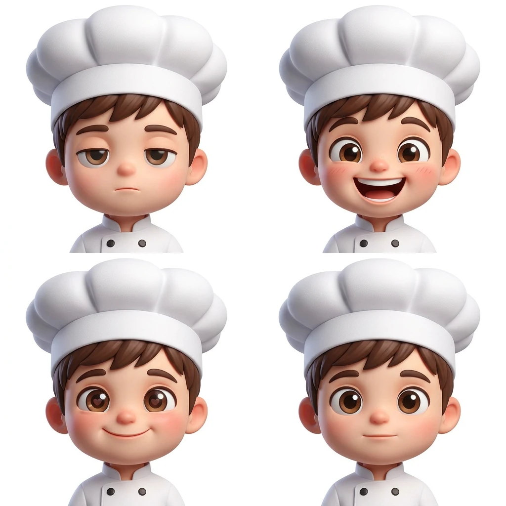 3D chef boy expression sheet