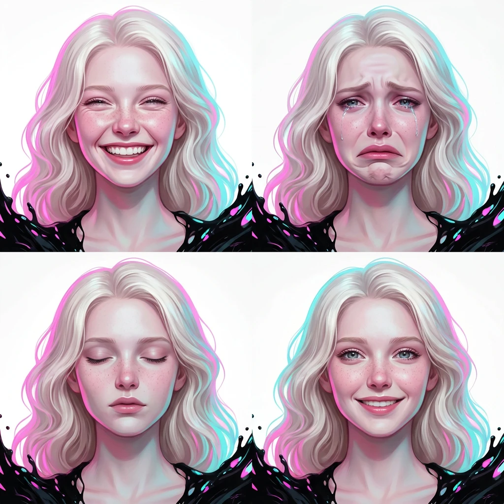 Fantasy blonde girl expression sheet