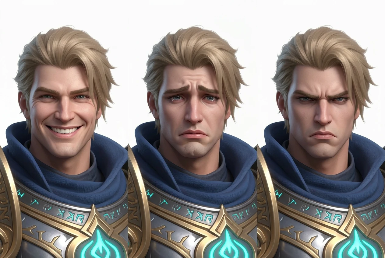 RPG paladin knight expression sheet