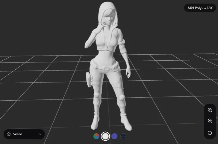 Clay render — sci-fi character mesh showing geometry before PBR texture