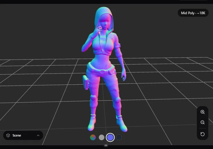 PBR material view — sci-fi character showing color and normal map preview