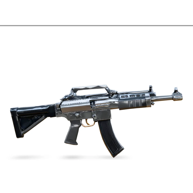 AI-generated 3D sci-fi assault rifle weapon prop, text-to-3D for Godot