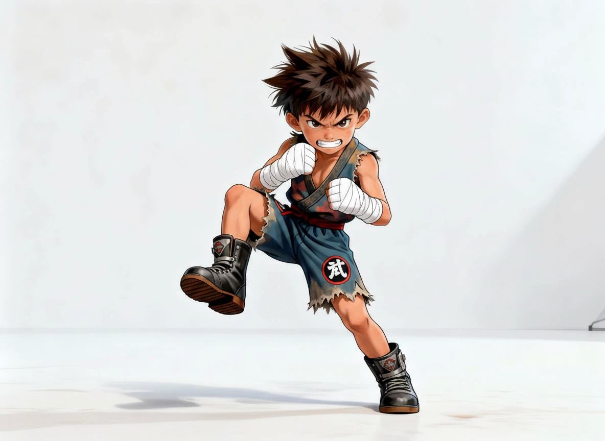 Anime fighter stomp stance pose variation