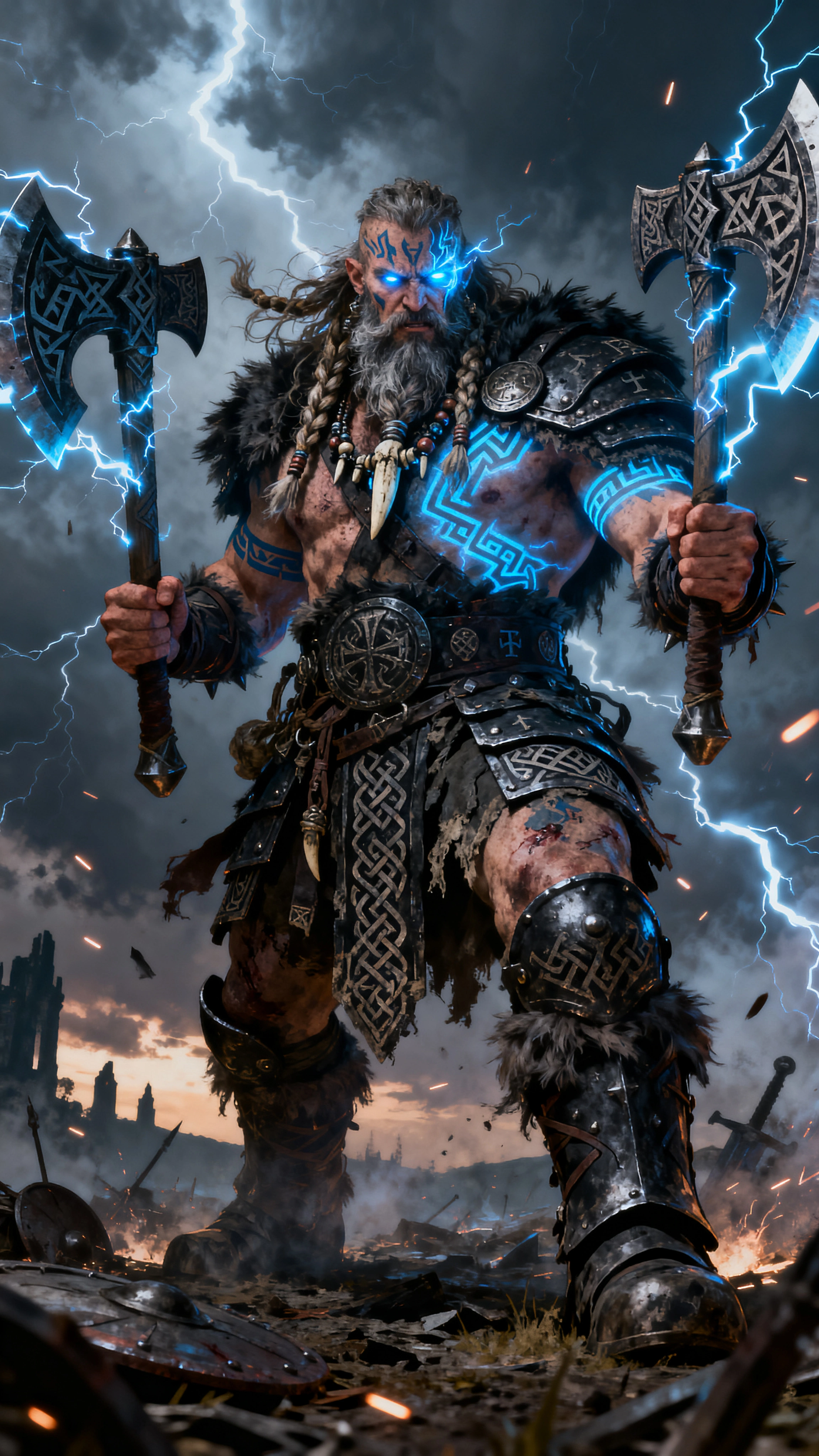 Nordic berserker warrior AI character — input for pose generation