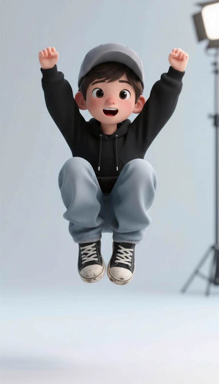Hoodie boy joy jump