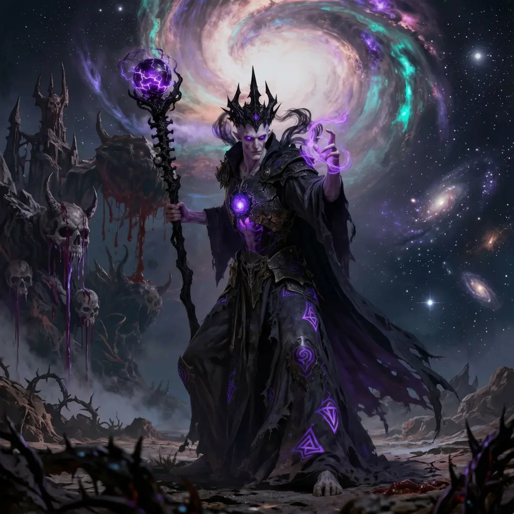 Void warlock AI character — ready for AI pose variation generation