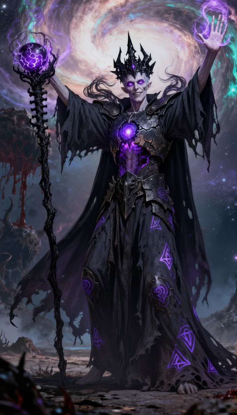 Void warlock arms raised casting pose