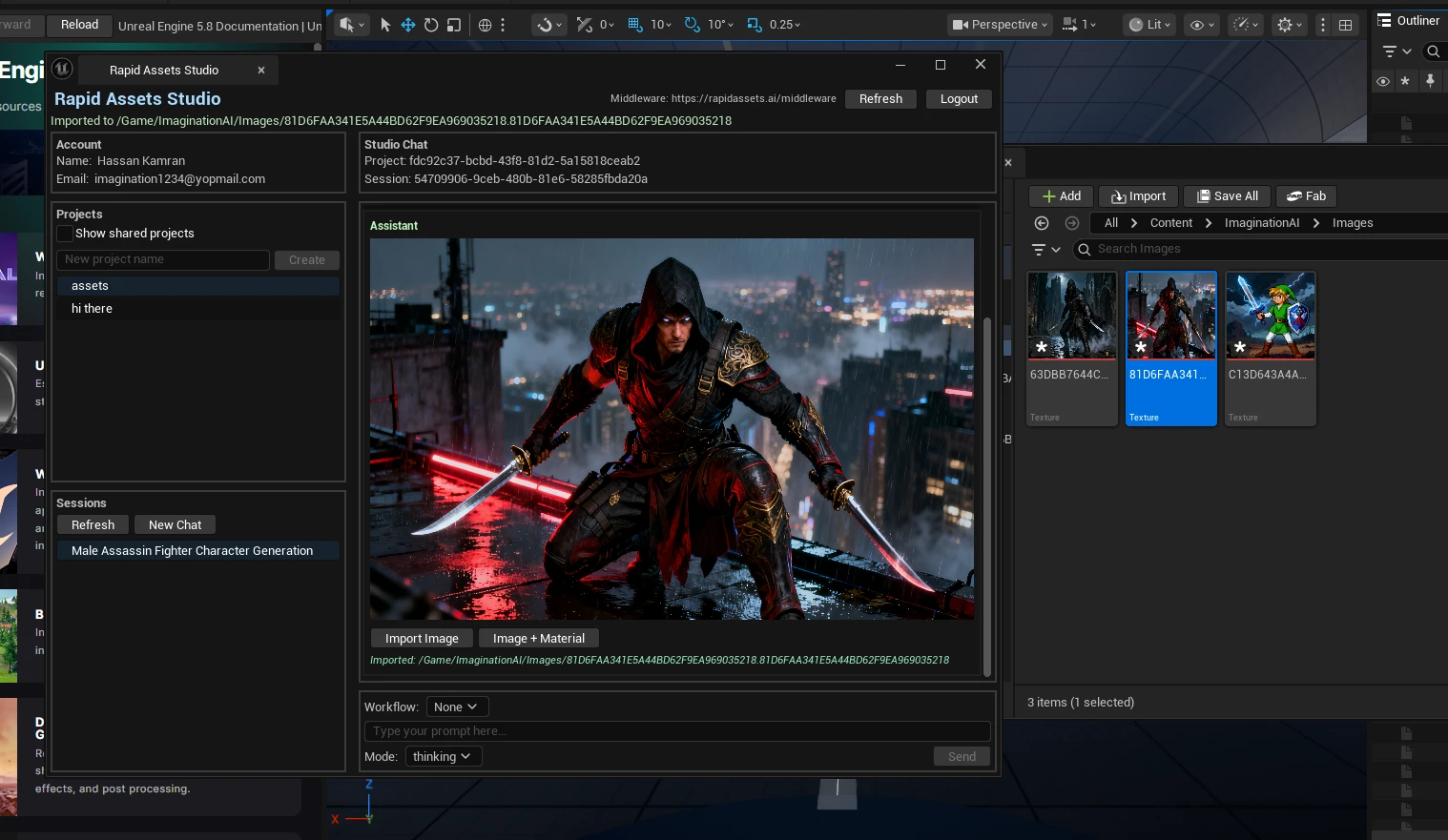 AI-generated fantasy game item icon set with swords, shields, potions and gems, generated inside Unreal Engine with Rapid Assets