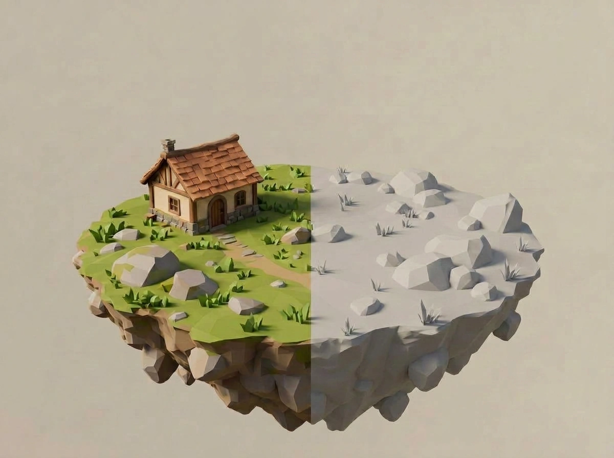 Game-ready 3D asset — textured model and raw mesh
